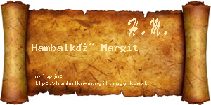Hambalkó Margit névjegykártya