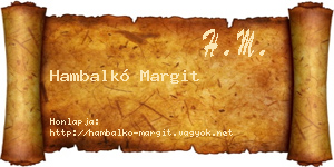 Hambalkó Margit névjegykártya